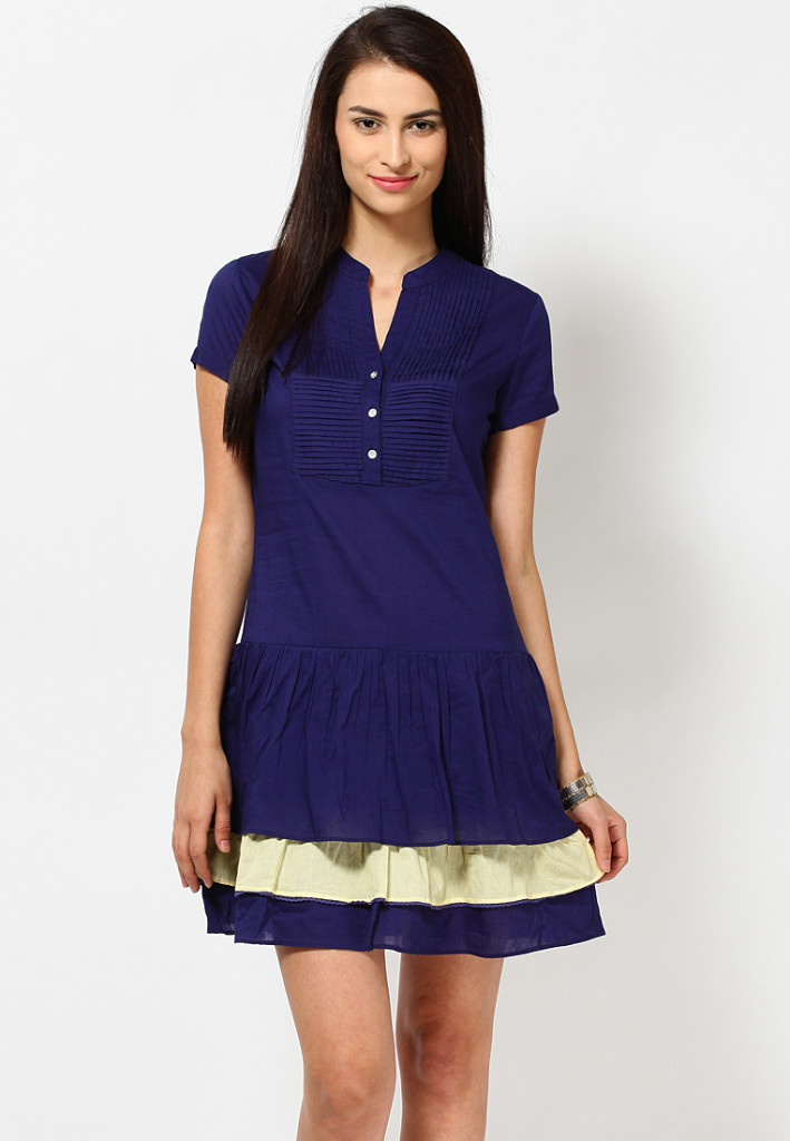 buttoned navy blue dress