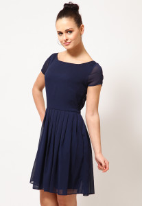 knee length short sleeve navy blue dress