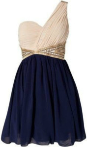 one shoulder navy blue dress