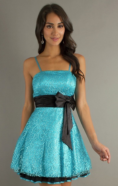 baby blue and navy blue dress