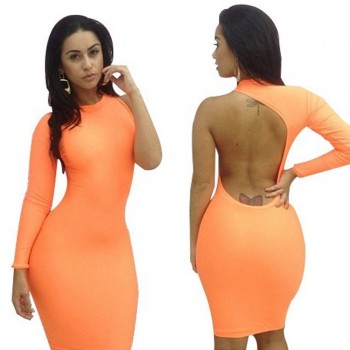 orange sexy long sleeve dresses